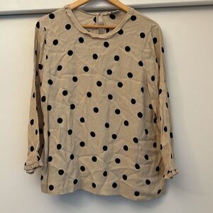 Kate Spade Beige and Black Polka Dot Blouse
